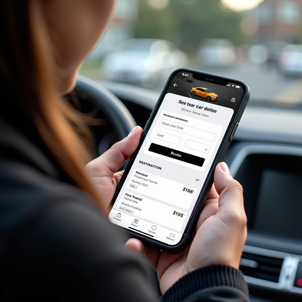 Person booking a car service on their phone