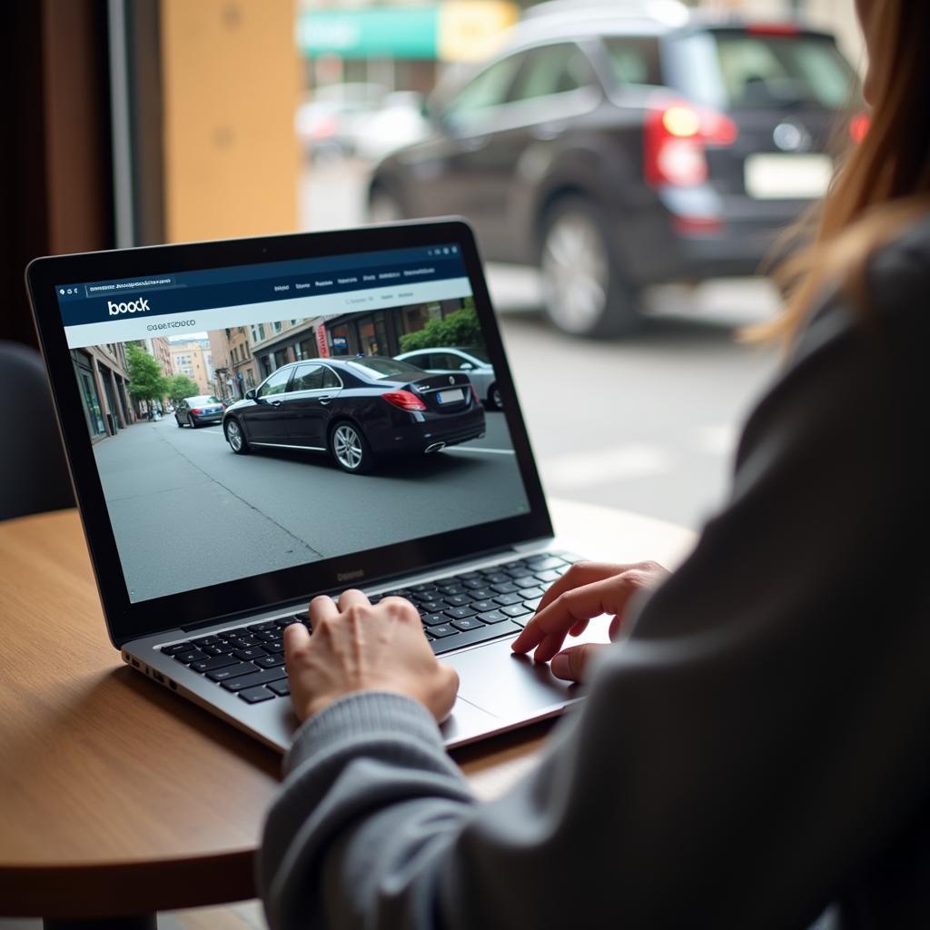 Using a laptop to book a car service