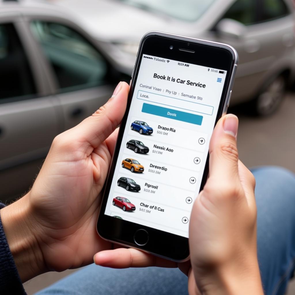 Booking a Car Service on Smartphone