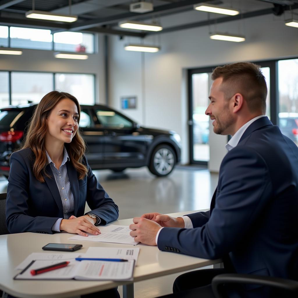 Customer Discussing Service Options with Advisor