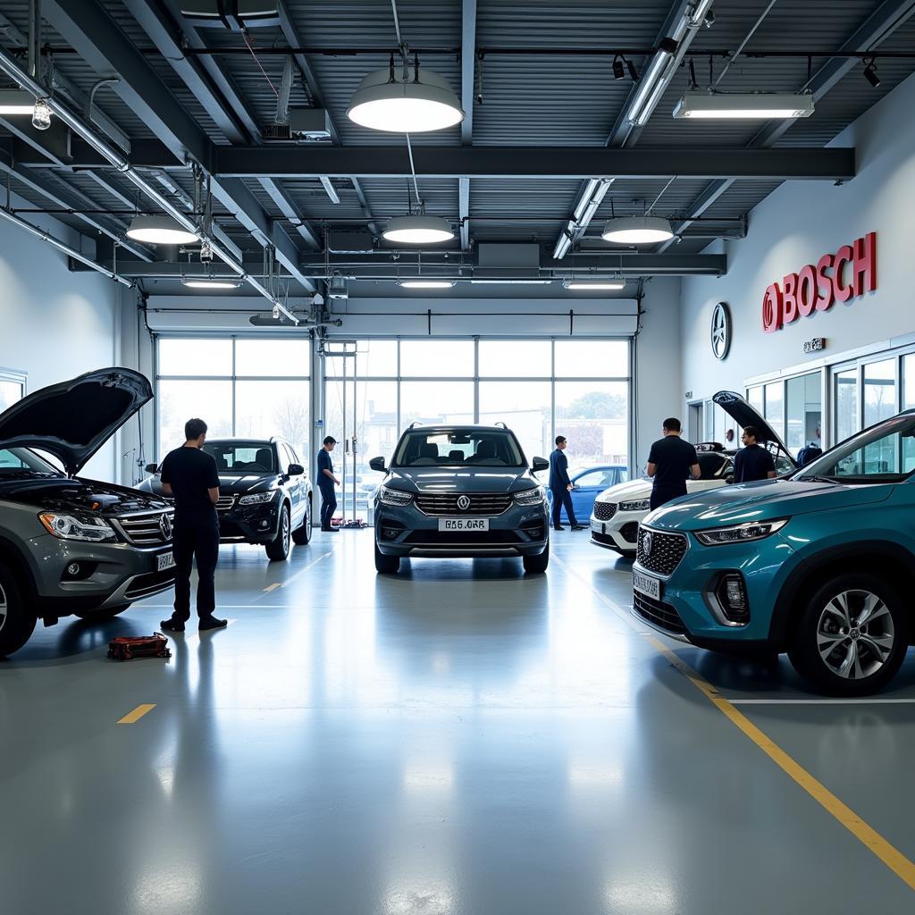 Modern and Well-Equipped Bosch Car Service Garage Interior