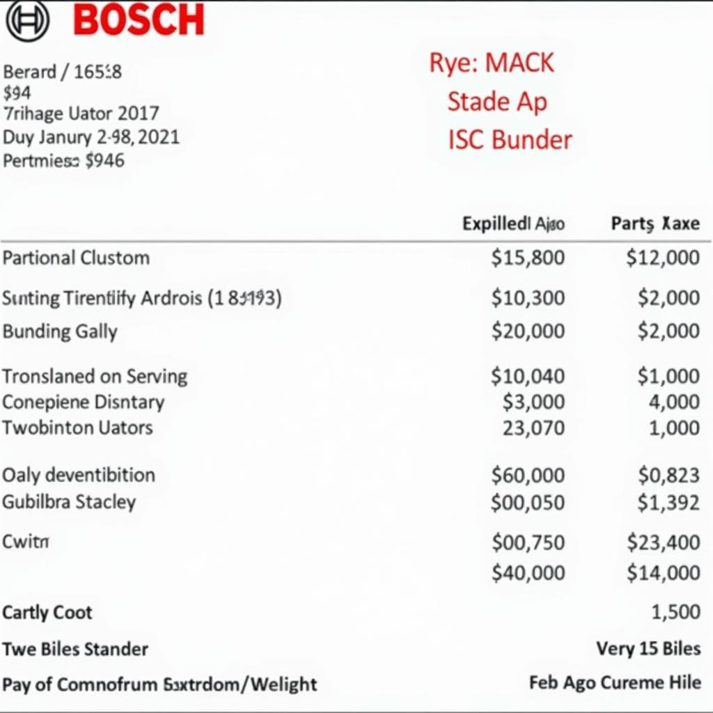 Bosch Car Service Invoice