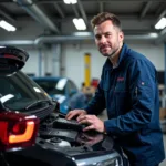 Bosch Certified Technician Diagnosing a Car in Zoetermeer