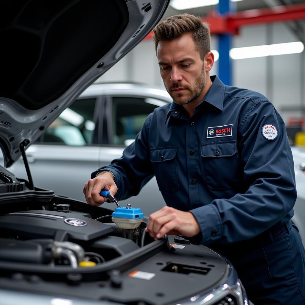 Bosch Certified Technician Working on a Car