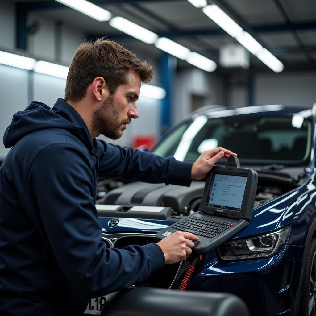 Bosch trained technician working on a car in the UK