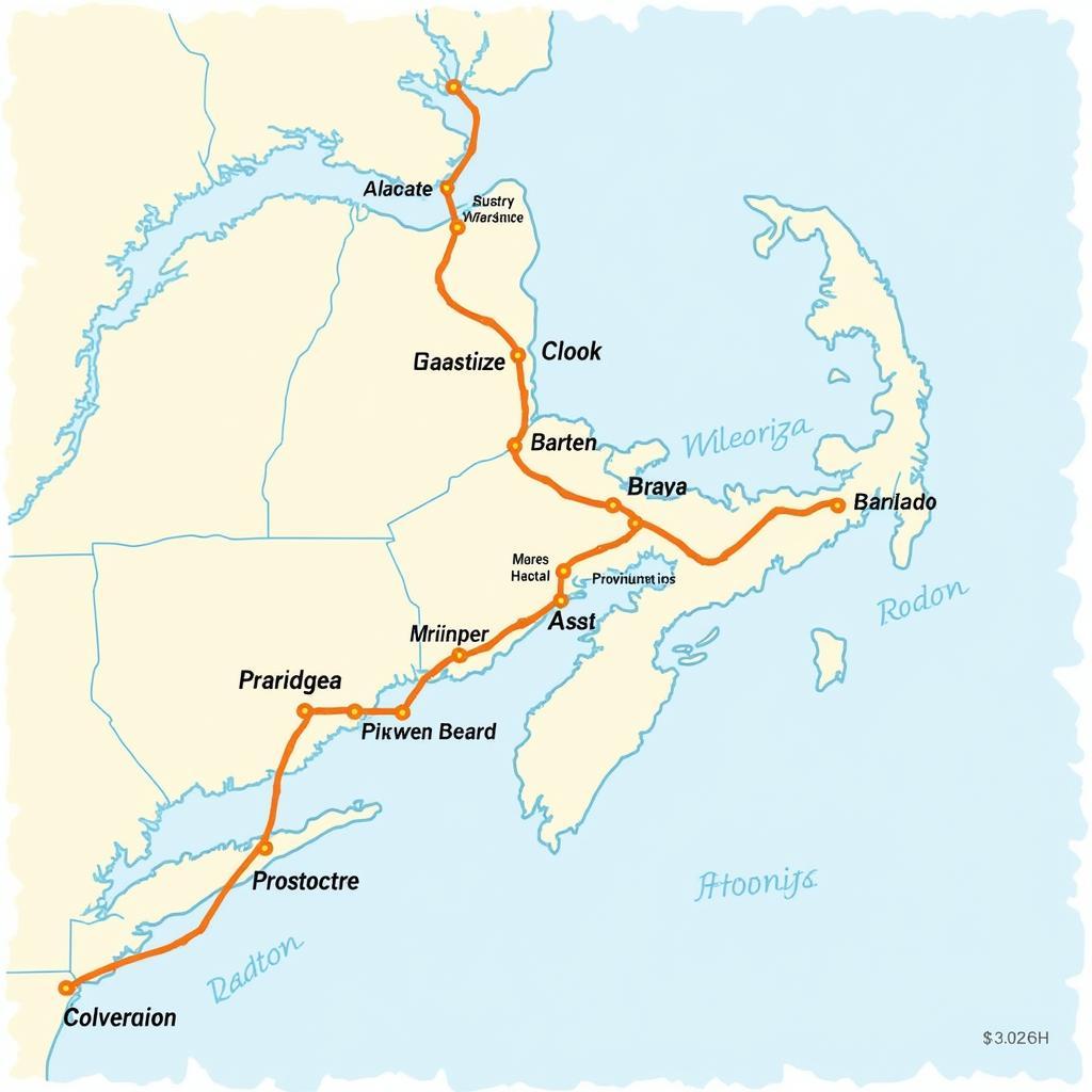 Car service route map from Boston to Providence