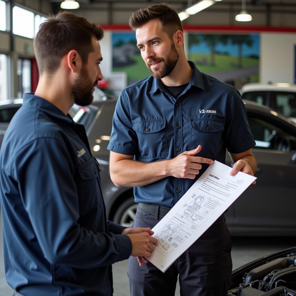 Bracknell mechanic explaining car repair to customer