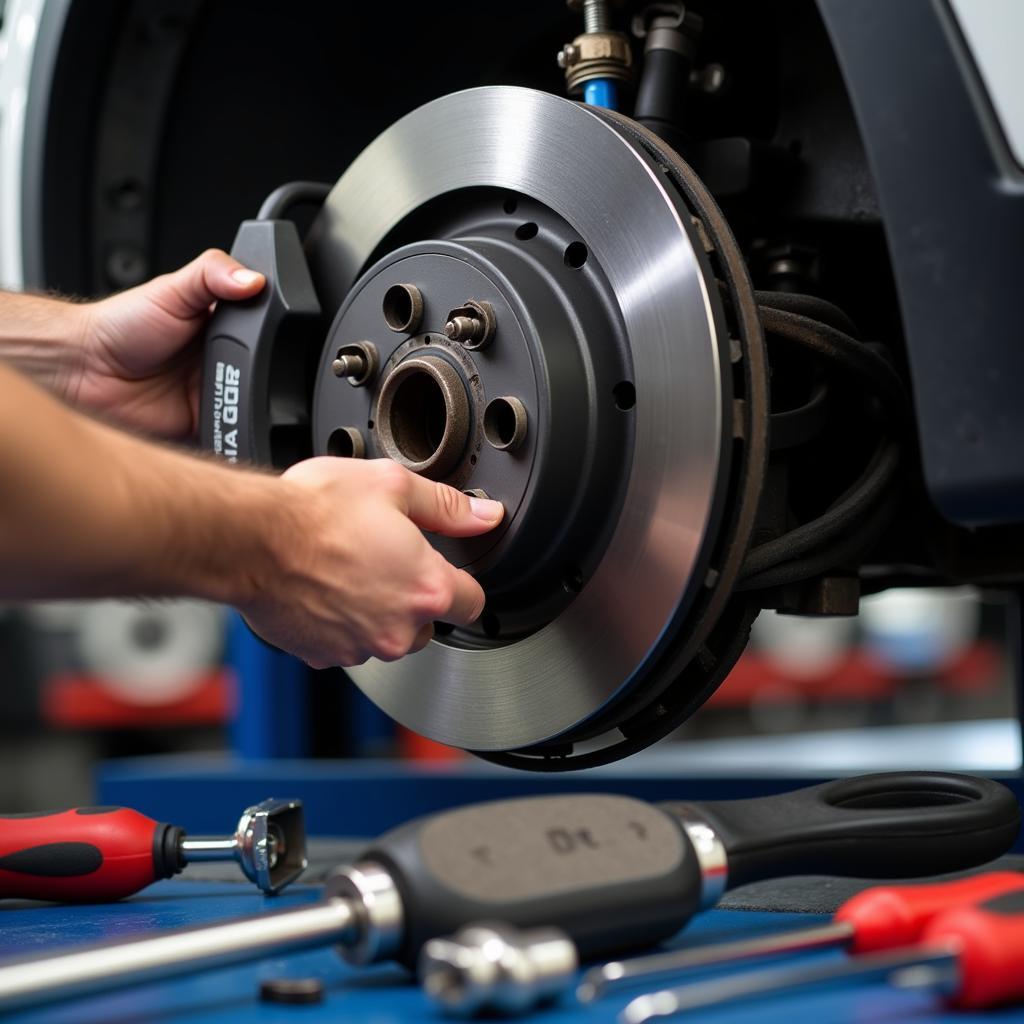 Close-up of brake repair in Brentwood