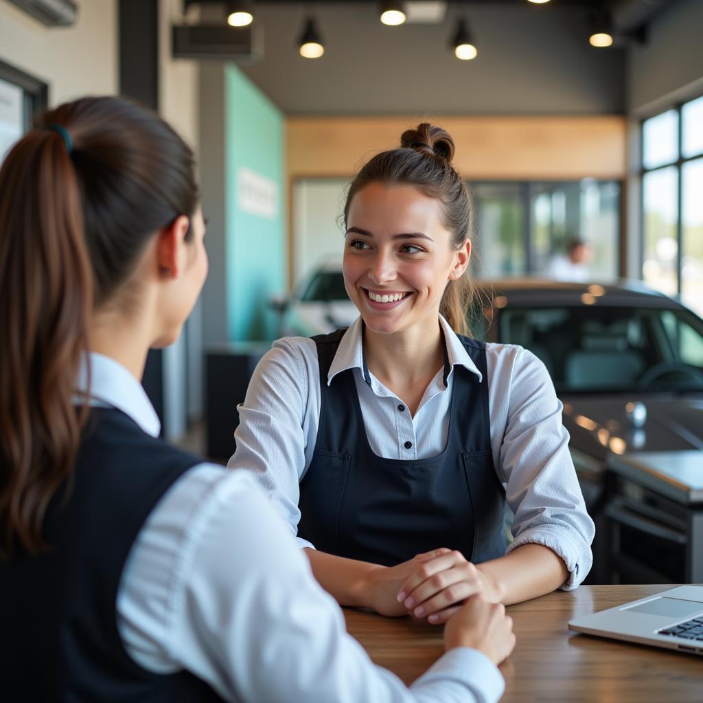 Budget Car Rental UK Customer Service Representative Assisting a Customer