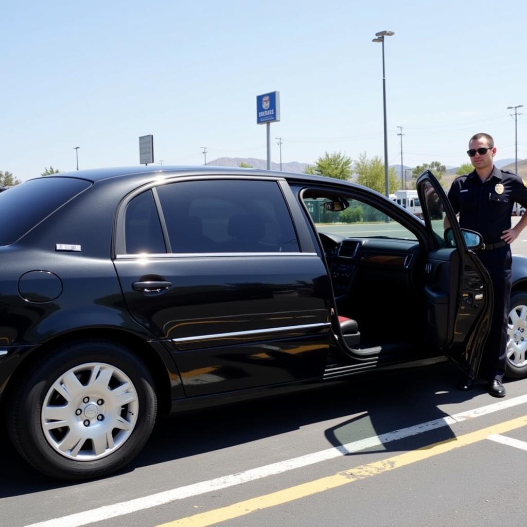 Private car waiting for pickup at Burbank Airport