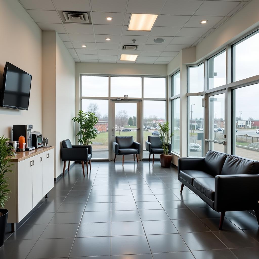 Comfortable customer waiting area in a Bushey car service center