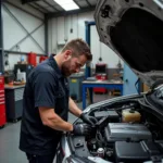 Mechanic inspecting a car in Busselton