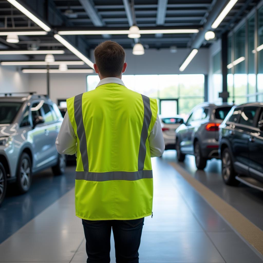 Service runner navigating busy service lane