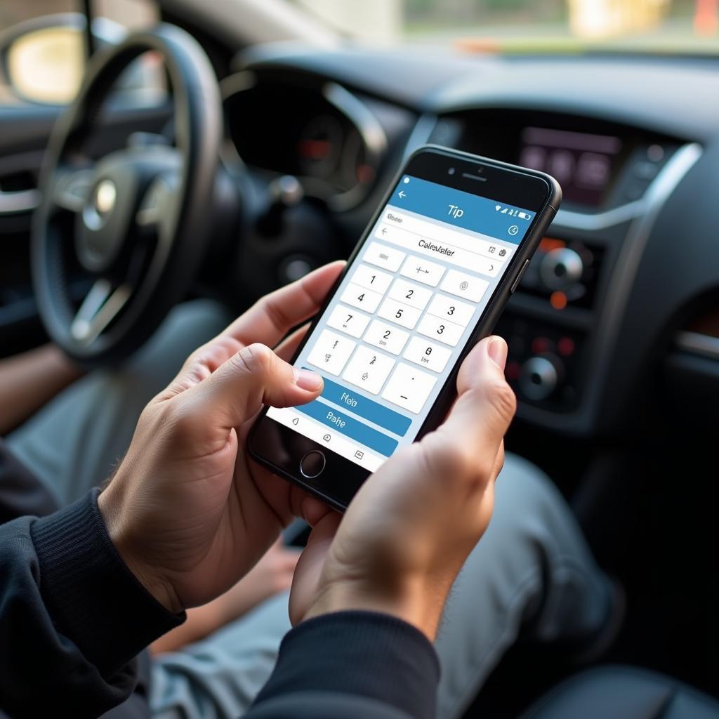 Calculating a Car Service Tip on a Smartphone