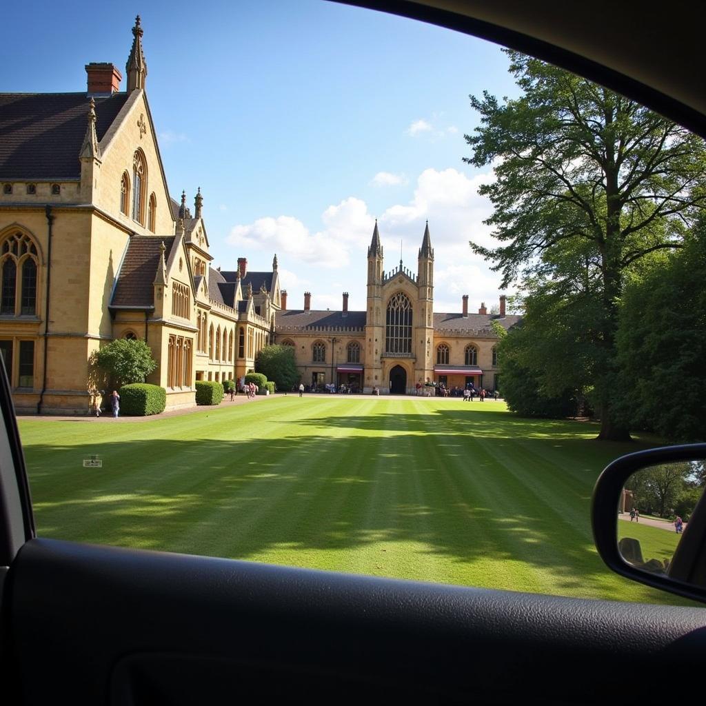 Cambridge Cityscape Seen from Car