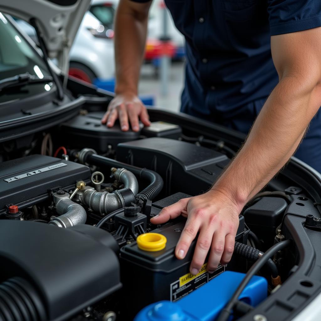 Car engine undergoing service in Camspie