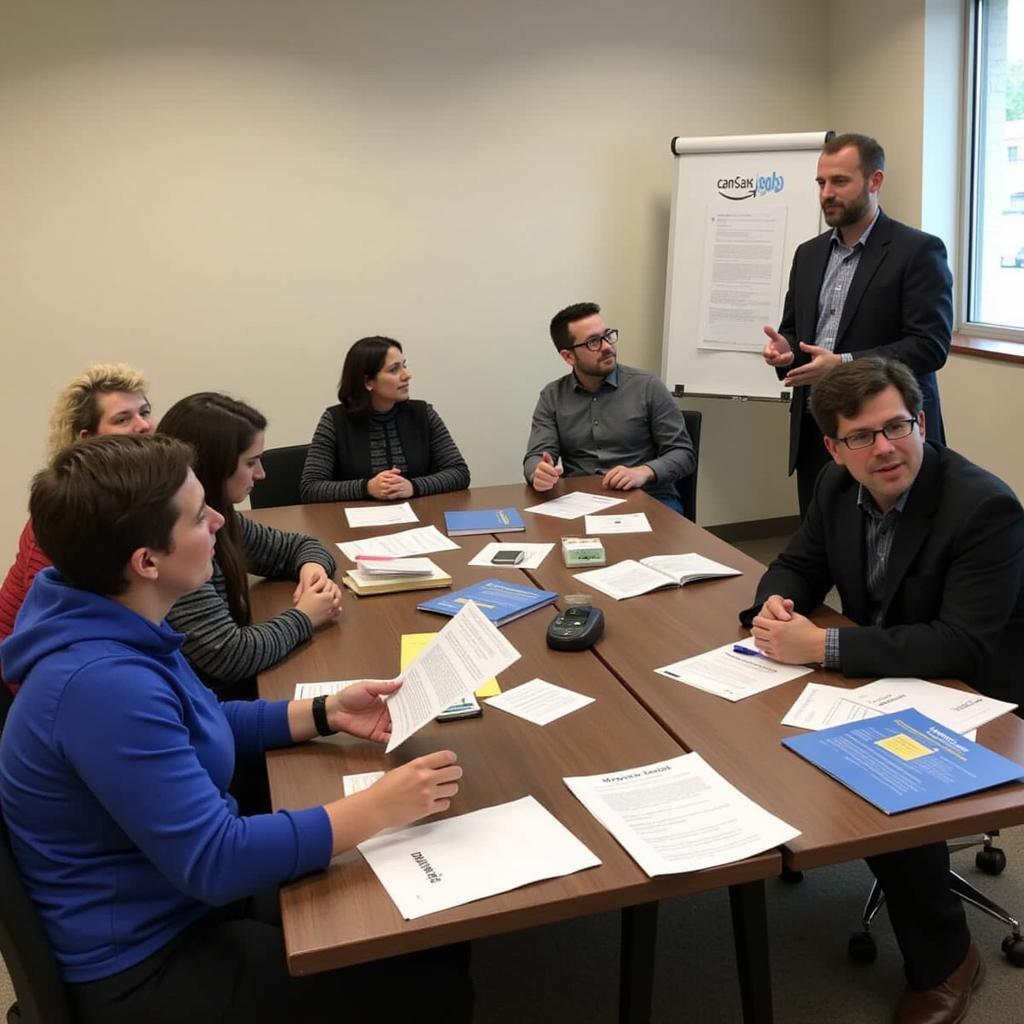 Participants Engaging in a CanSask Job Search Workshop