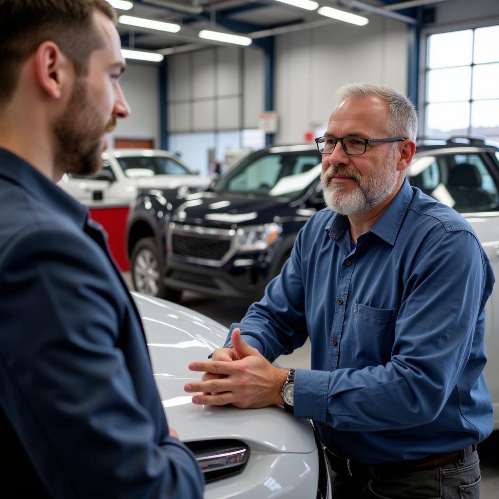 Customer interacting with Car Service Advisor in Canterbury