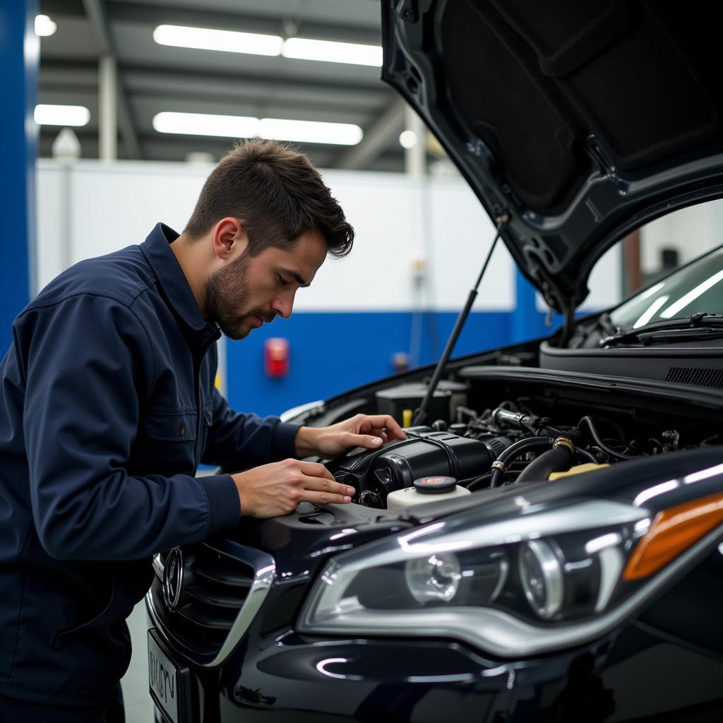 Mechanic Performing a Car 3rd Service