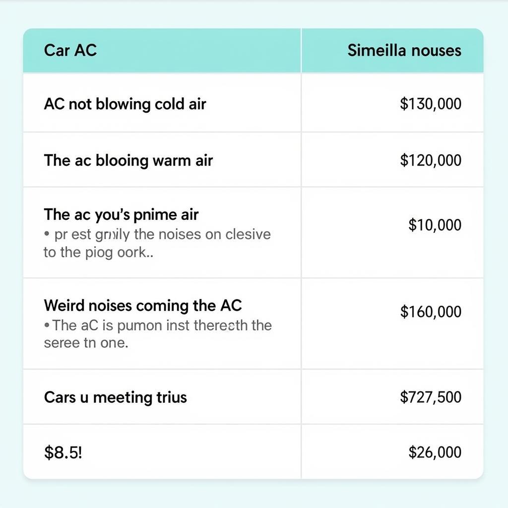 Common car AC problems and their associated costs