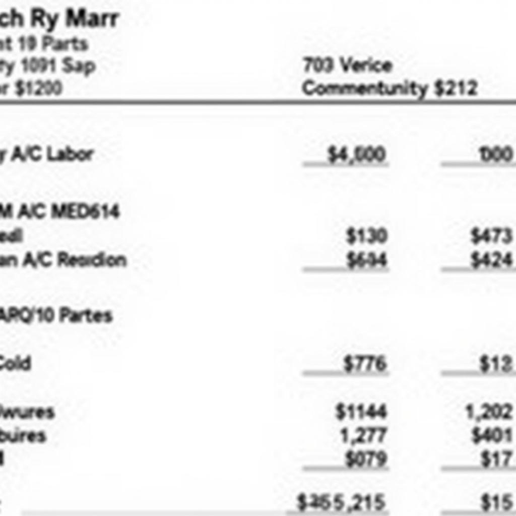 Car A/C Repair Invoice