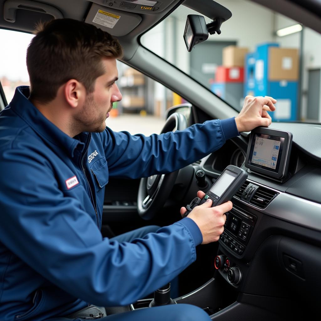 Car AC Service Technician Working