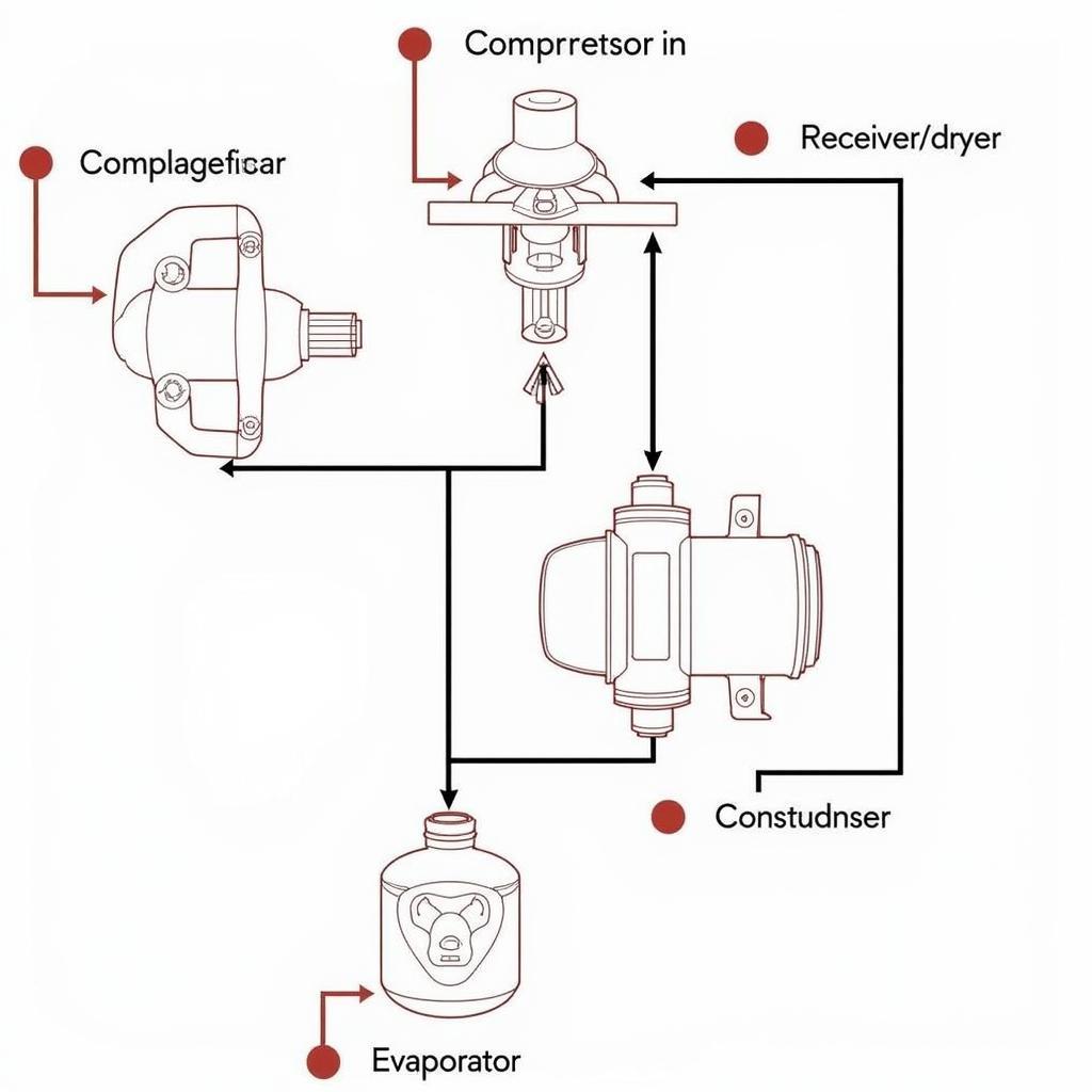 Car AC system components diagram