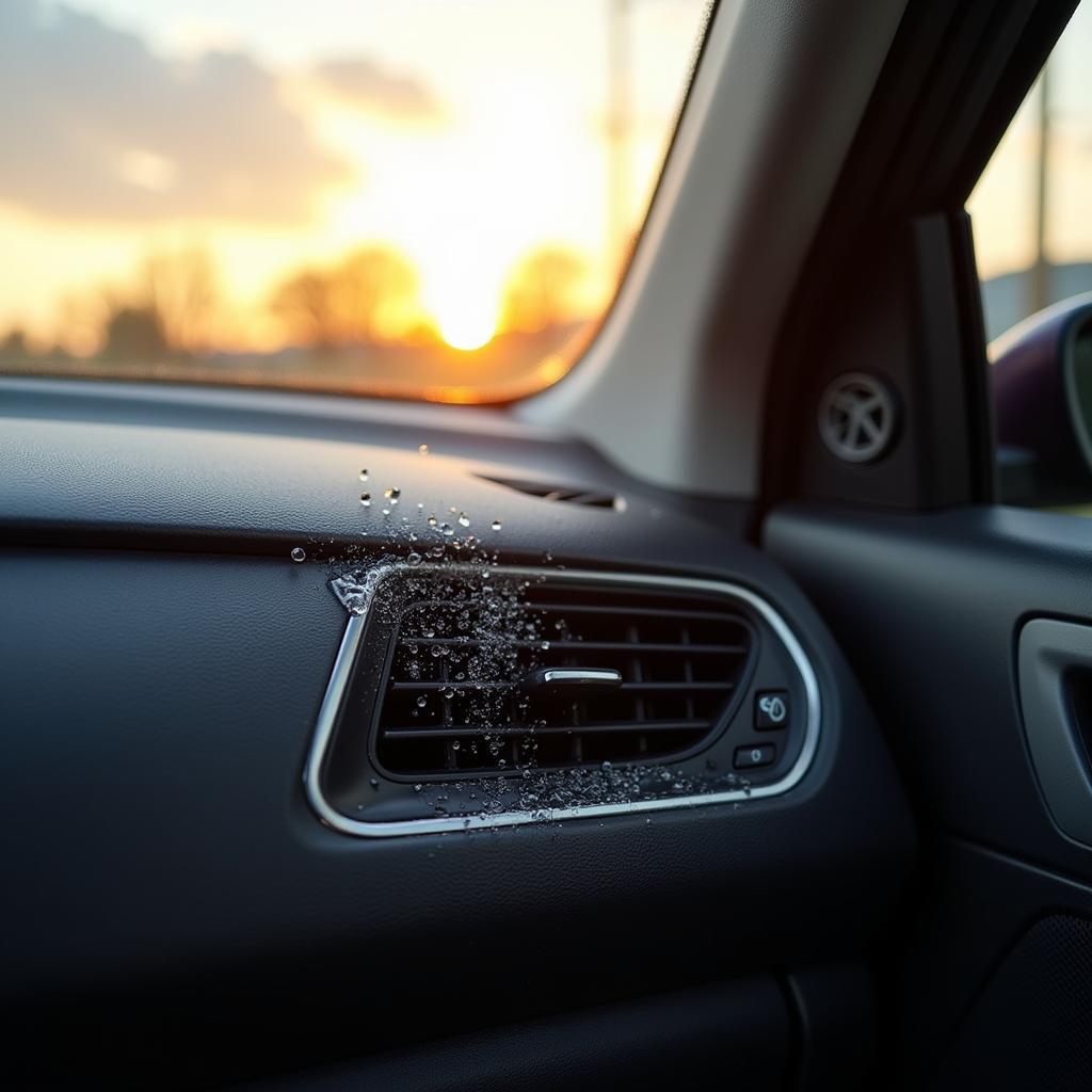 Car air conditioning vent blowing cold air