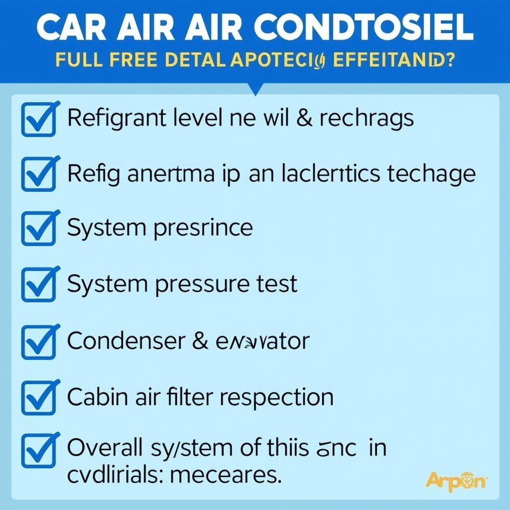 Car Air Conditioning Service Checklist