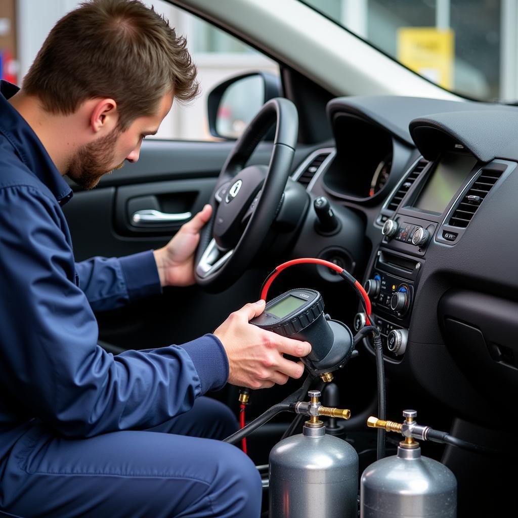 Car Aircon Regassing Process in Leicester