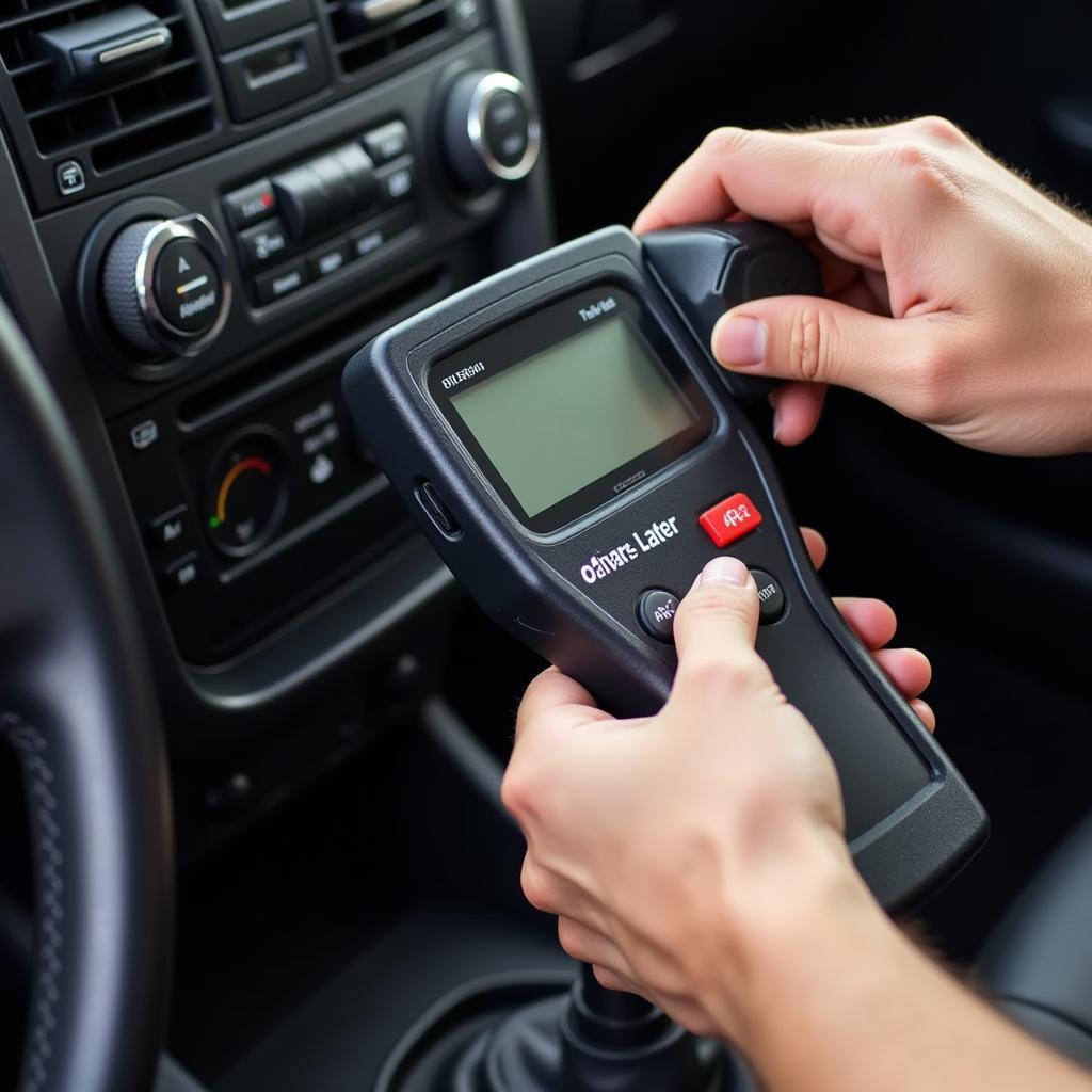 Car Aircon Technician Diagnosing Issue