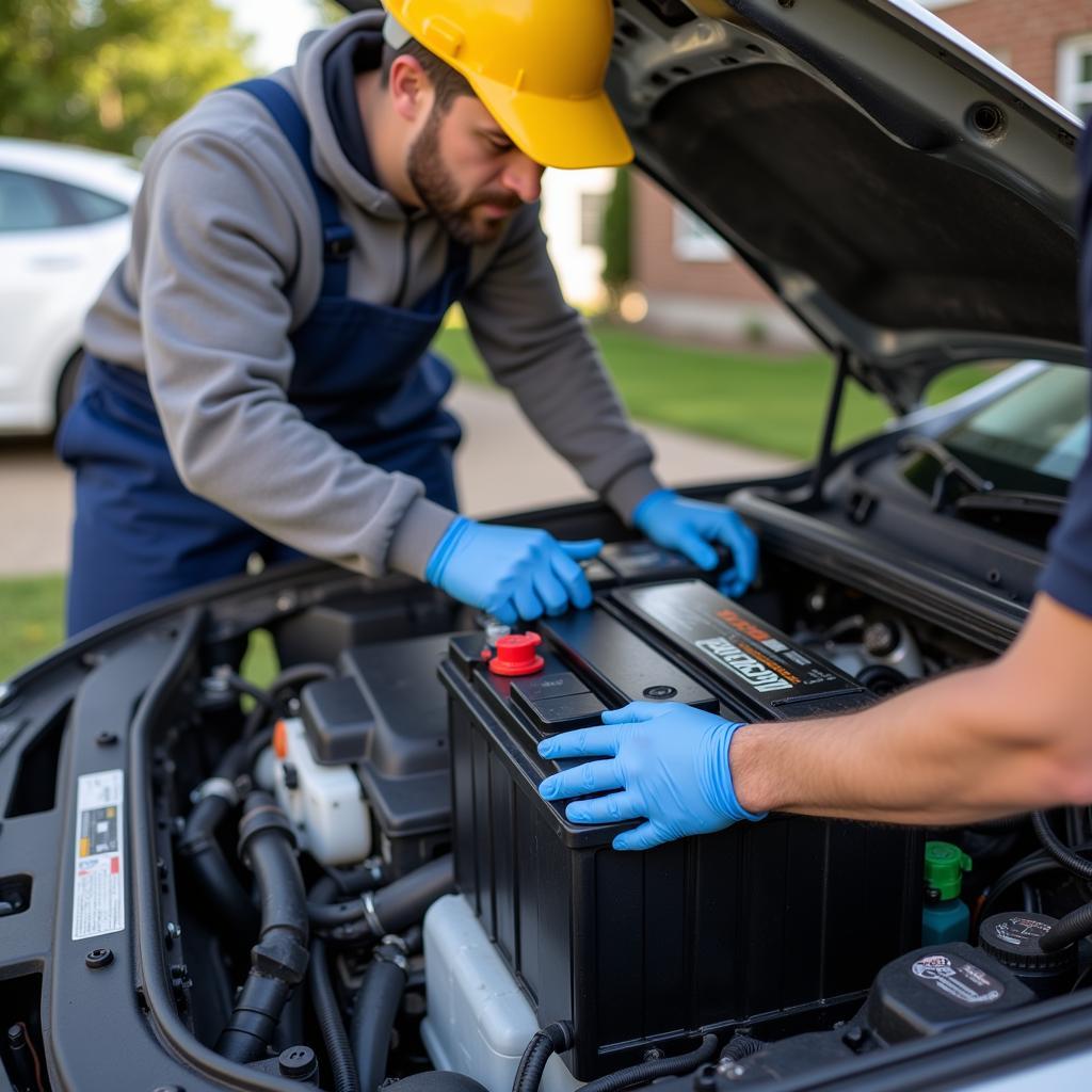 Car battery replacement service at home