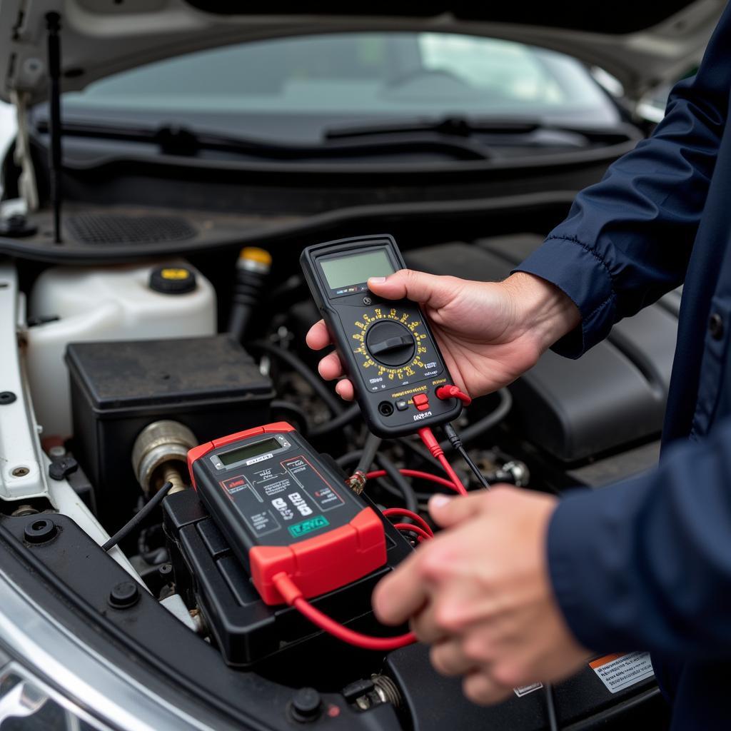 Car Battery Testing Using Specialized Equipment in York