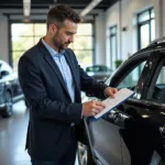 Car Broker Inspecting Vehicle