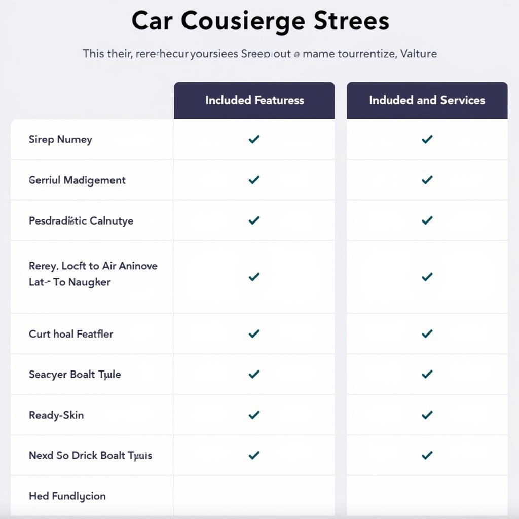 Car Concierge Services Comparison Chart