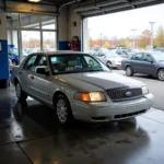 Car damage at a Ford Service Center