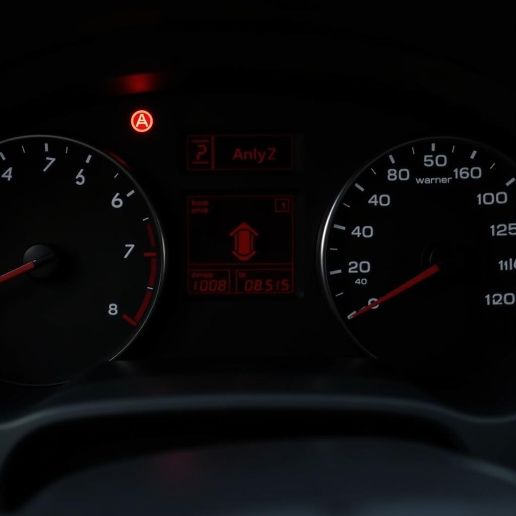 Car dashboard warning lights illuminated