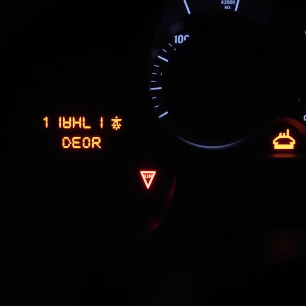 Car dashboard with warning lights