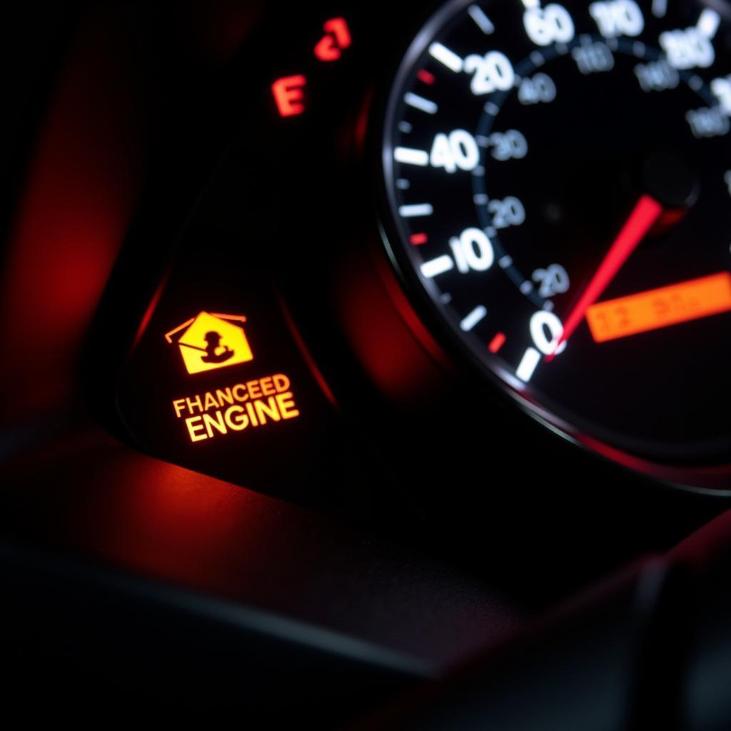 Dashboard warning lights illuminated on a car's dashboard