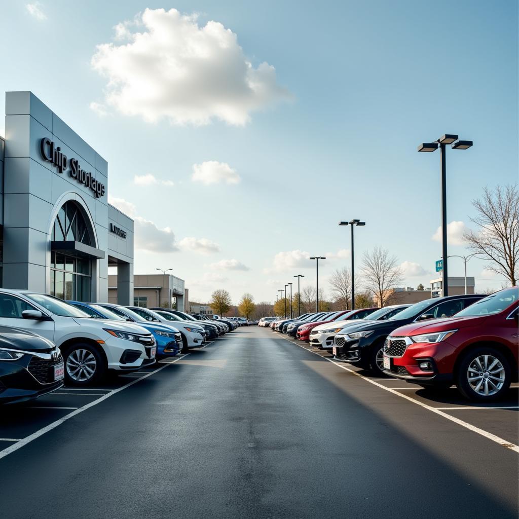 Empty Car Dealership Lot During Chip Shortage