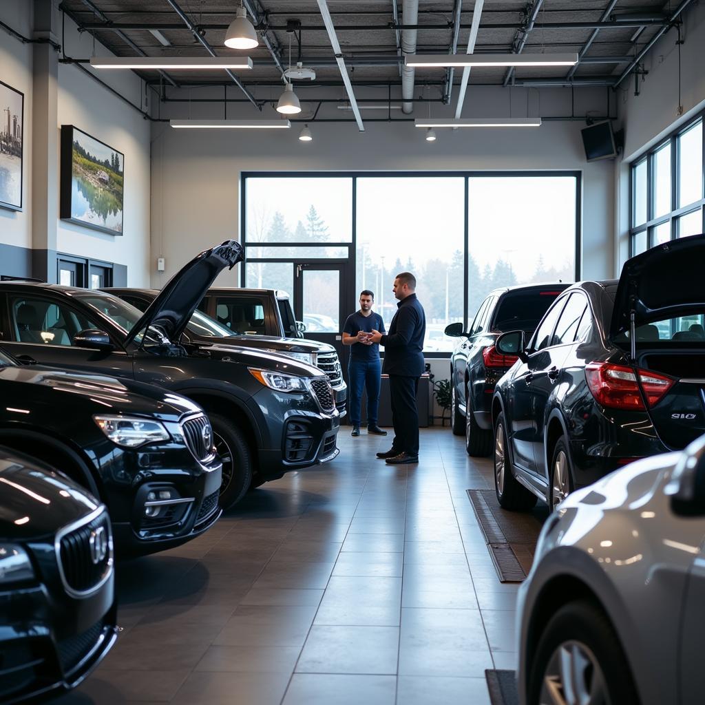 Busy Car Dealership Service Center