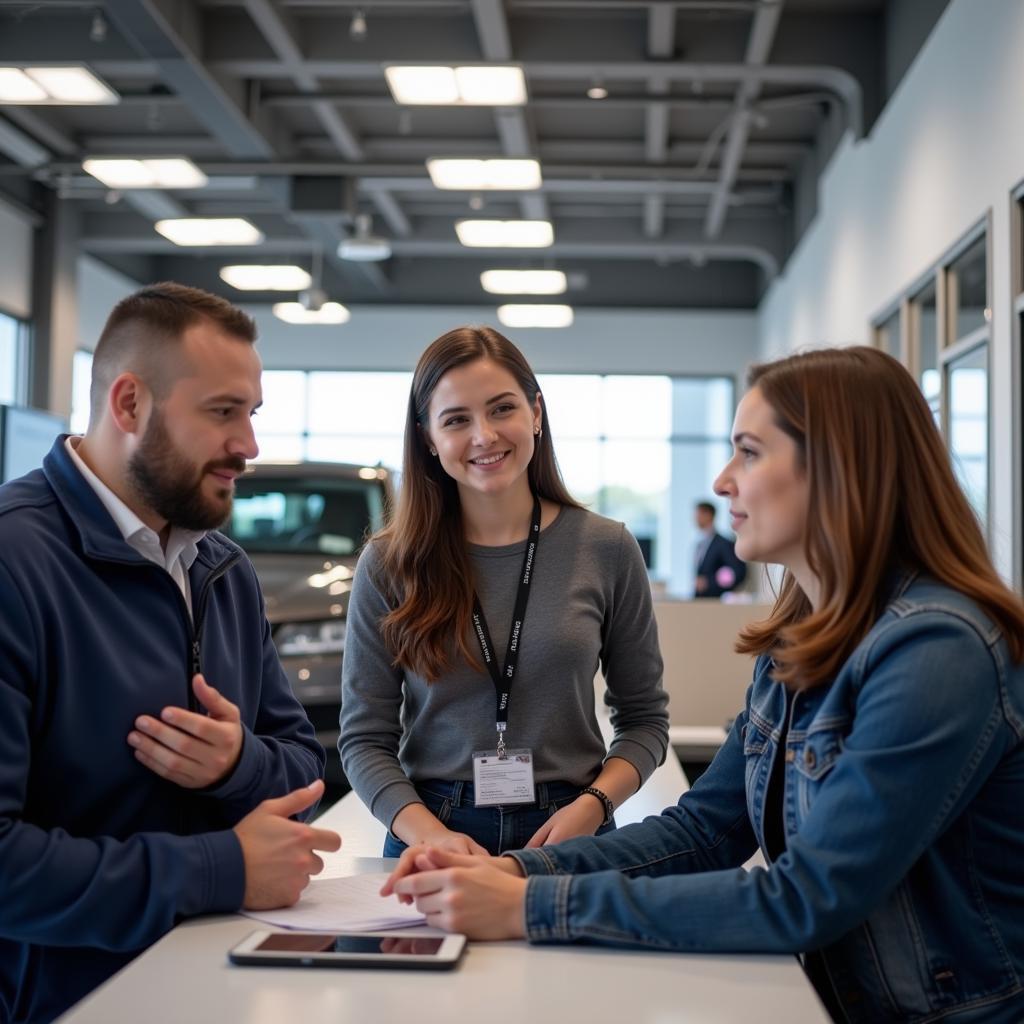 Customers interacting with service advisors