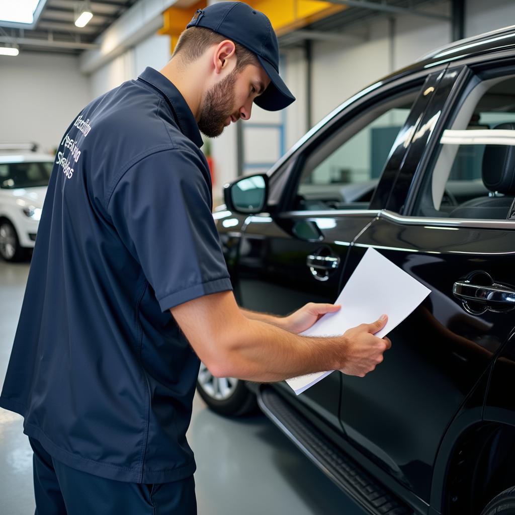 Car Delivery Driver Inspecting Vehicle