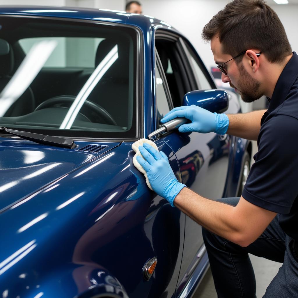 Car getting detailed before sale