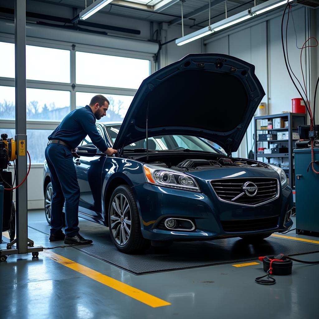 Car undergoing diagnostic check