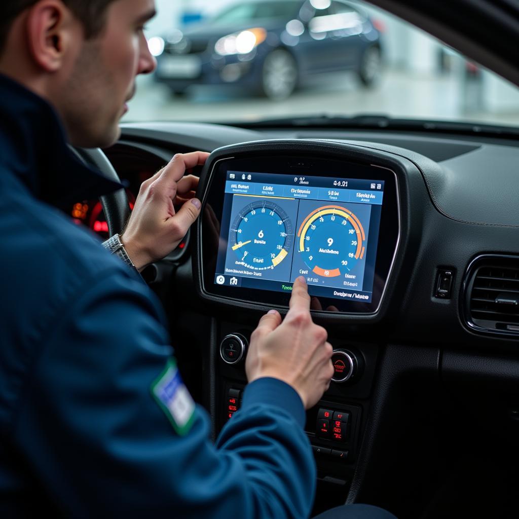 Modern car diagnostic equipment in a Reykjavik garage