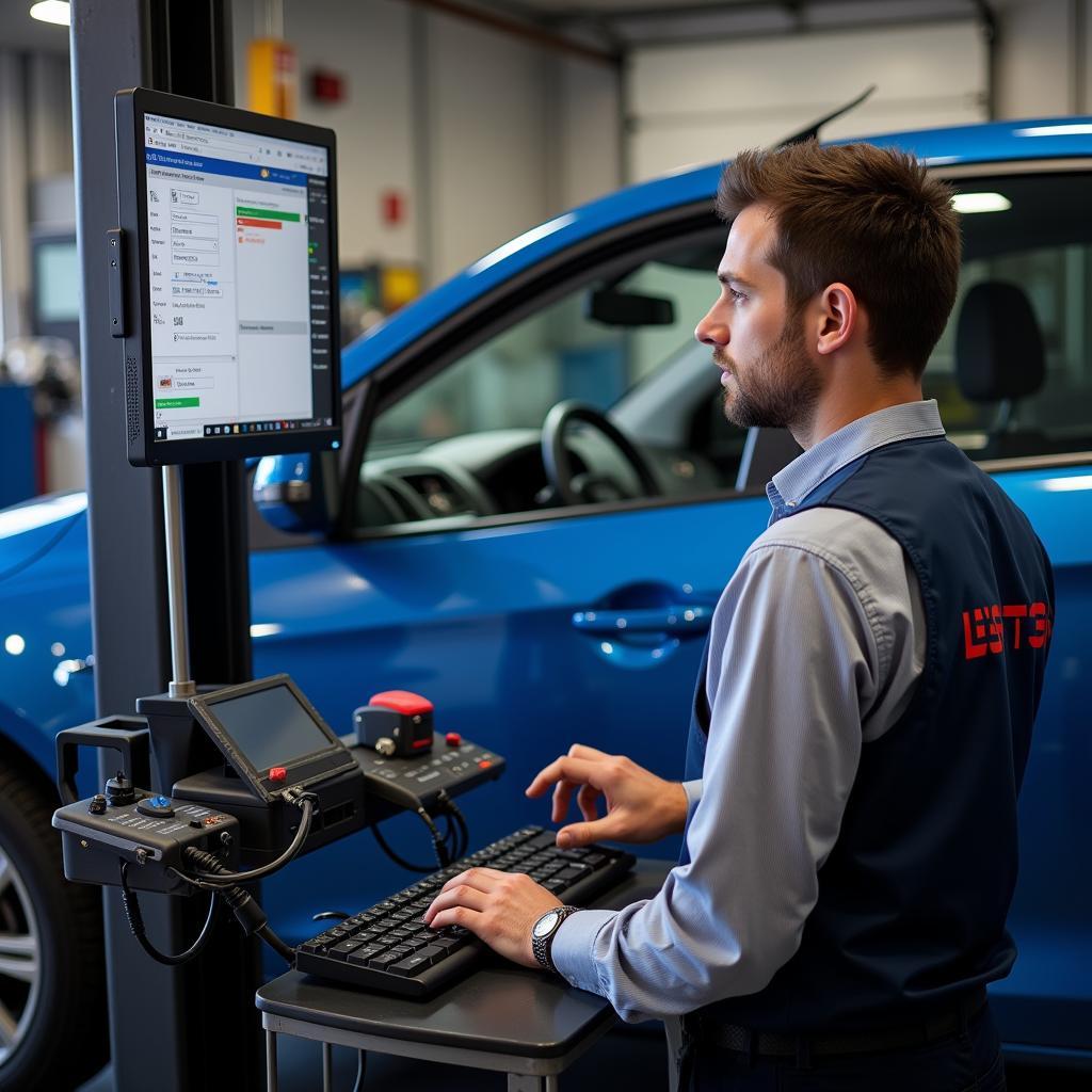 Car Diagnostic Test in Progress at Kirkcaldy Service Center