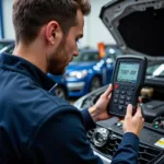 Mechanic Using Advanced Diagnostic Equipment in Botany Downs