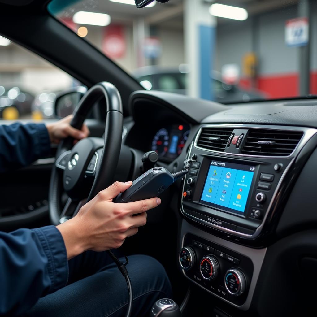 Car Undergoing Diagnostic Test