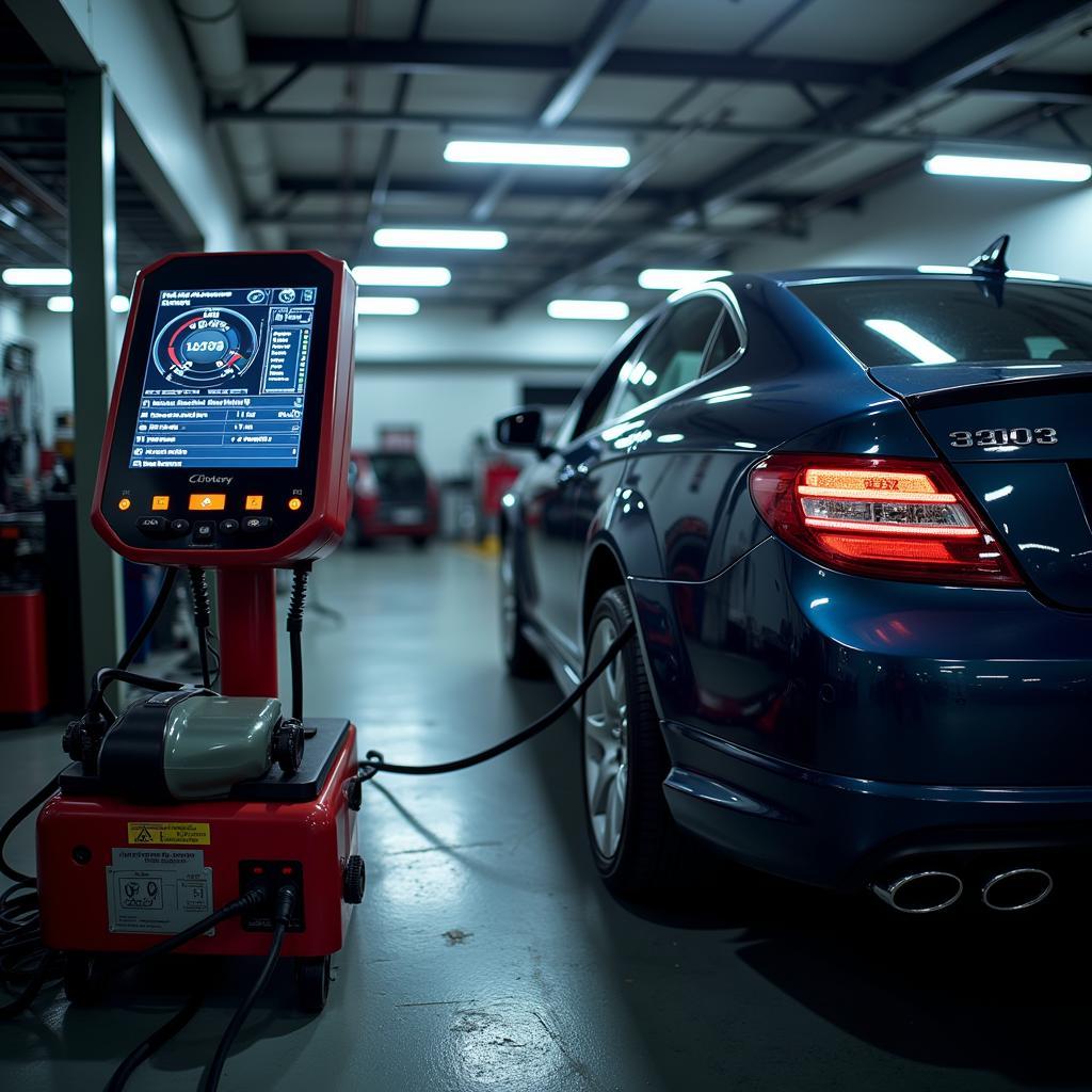 Car undergoing a diagnostic test in Barkingside